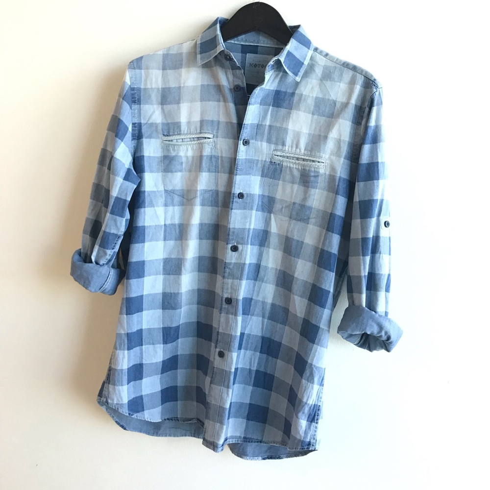 Koton Men's Plaid Button Down - Slim Fit Medium